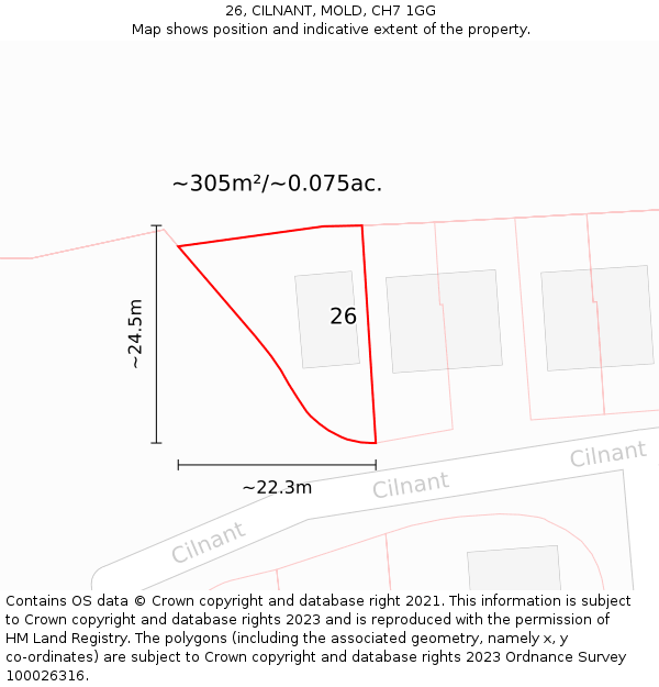 26, CILNANT, MOLD, CH7 1GG: Plot and title map