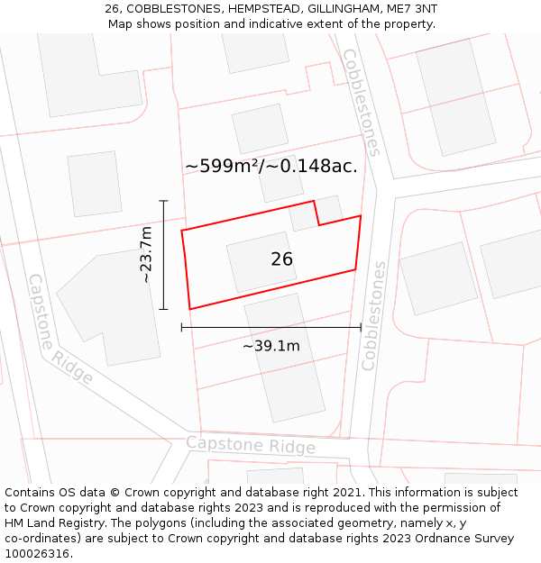 26, COBBLESTONES, HEMPSTEAD, GILLINGHAM, ME7 3NT: Plot and title map