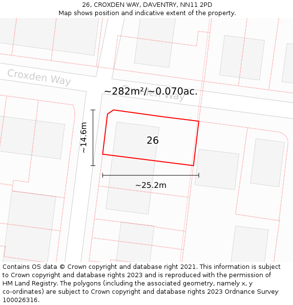 26, CROXDEN WAY, DAVENTRY, NN11 2PD: Plot and title map