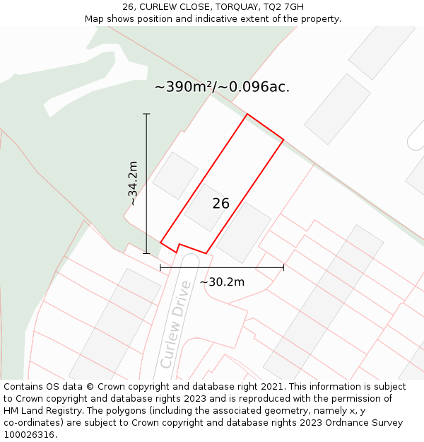 26, CURLEW CLOSE, TORQUAY, TQ2 7GH: Plot and title map