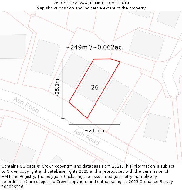 26, CYPRESS WAY, PENRITH, CA11 8UN: Plot and title map