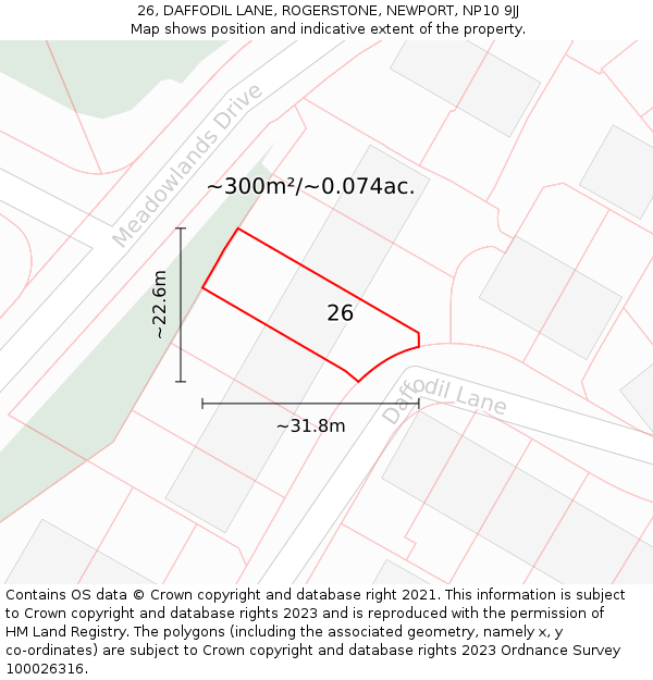 26, DAFFODIL LANE, ROGERSTONE, NEWPORT, NP10 9JJ: Plot and title map