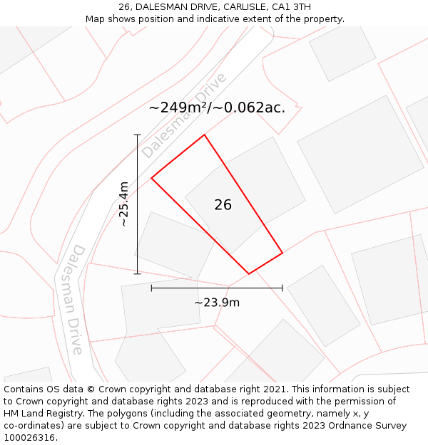 26, DALESMAN DRIVE, CARLISLE, CA1 3TH: Plot and title map