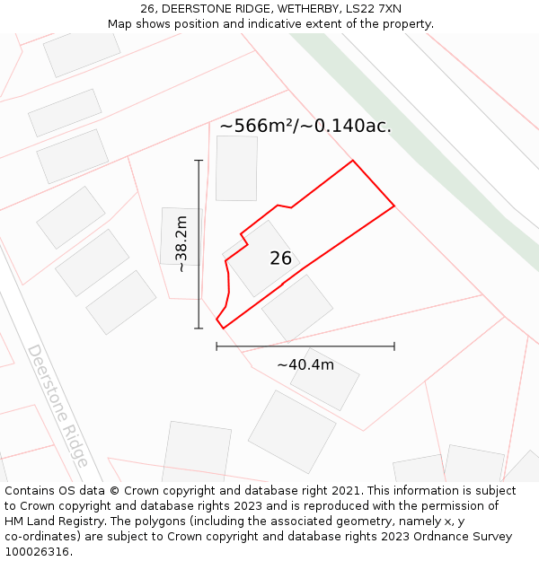 26, DEERSTONE RIDGE, WETHERBY, LS22 7XN: Plot and title map