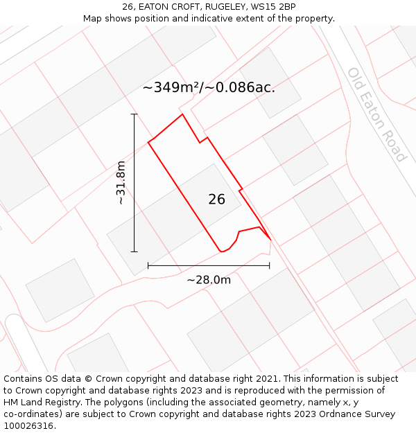 26, EATON CROFT, RUGELEY, WS15 2BP: Plot and title map