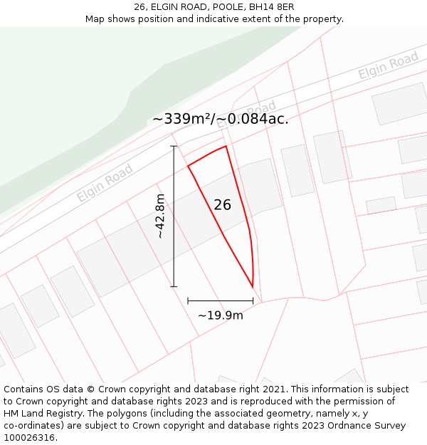 26, ELGIN ROAD, POOLE, BH14 8ER: Plot and title map