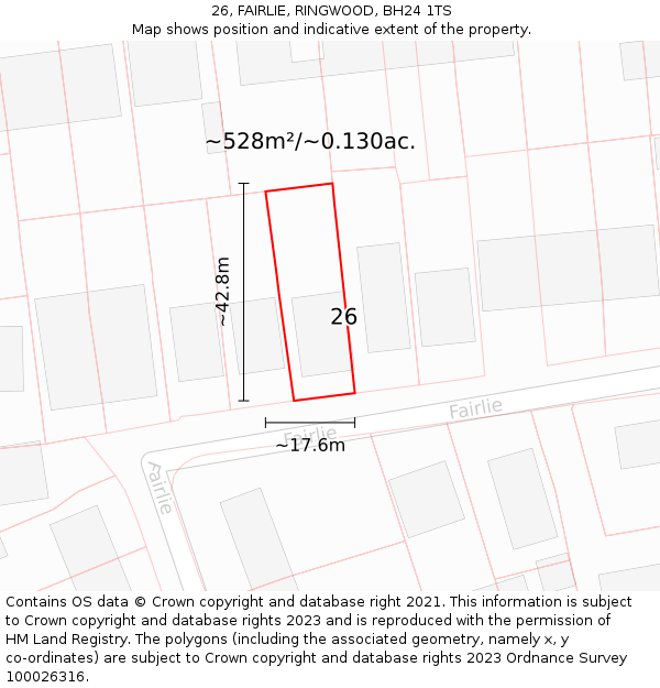 26, FAIRLIE, RINGWOOD, BH24 1TS: Plot and title map