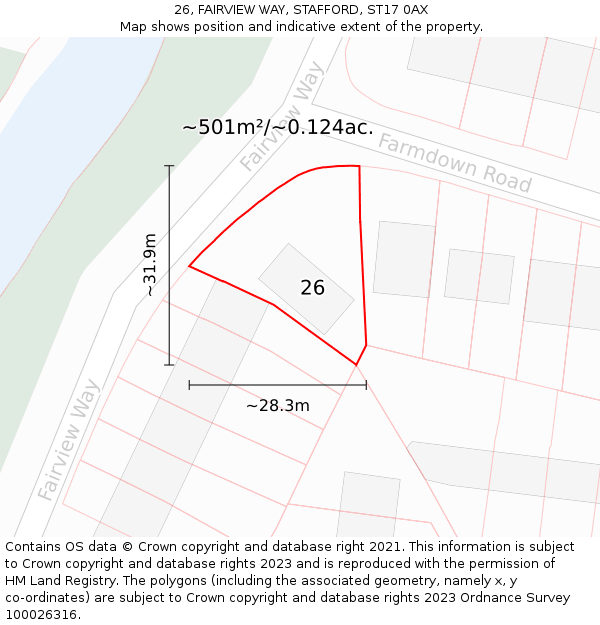 26, FAIRVIEW WAY, STAFFORD, ST17 0AX: Plot and title map