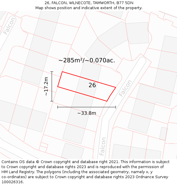 26, FALCON, WILNECOTE, TAMWORTH, B77 5DN: Plot and title map