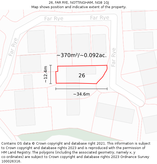 26, FAR RYE, NOTTINGHAM, NG8 1GJ: Plot and title map