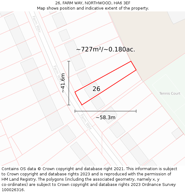 26, FARM WAY, NORTHWOOD, HA6 3EF: Plot and title map