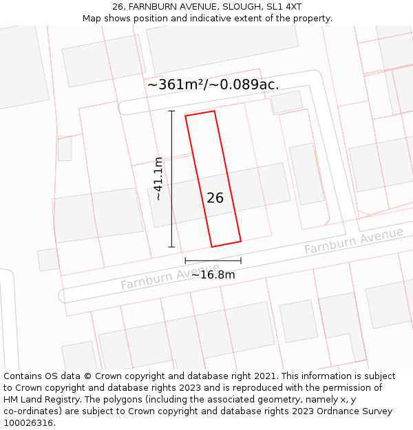 26, FARNBURN AVENUE, SLOUGH, SL1 4XT: Plot and title map