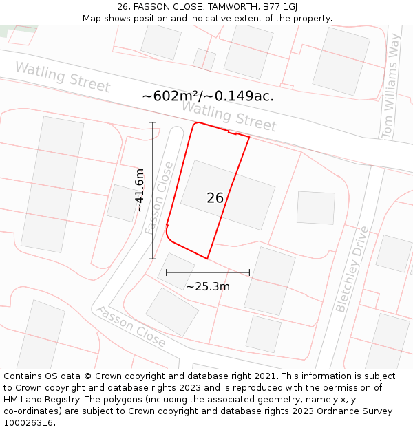 26, FASSON CLOSE, TAMWORTH, B77 1GJ: Plot and title map