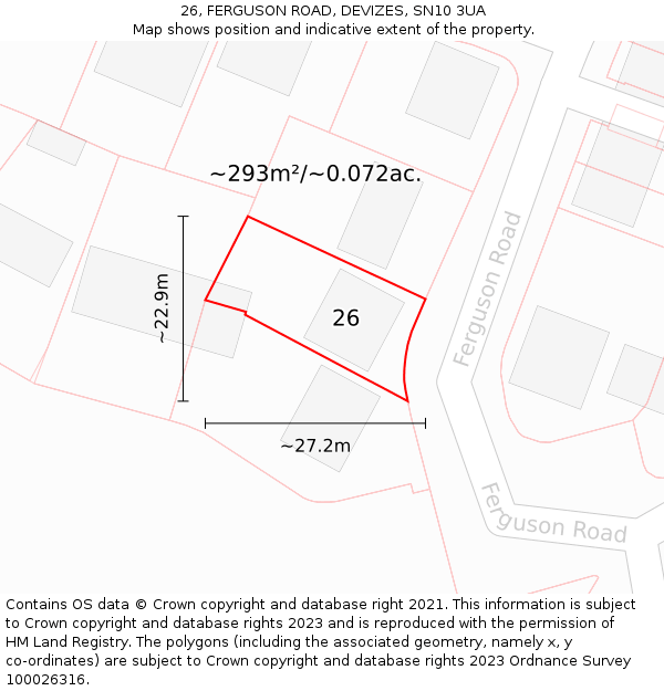 26, FERGUSON ROAD, DEVIZES, SN10 3UA: Plot and title map