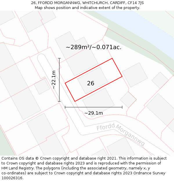 26, FFORDD MORGANNWG, WHITCHURCH, CARDIFF, CF14 7JS: Plot and title map