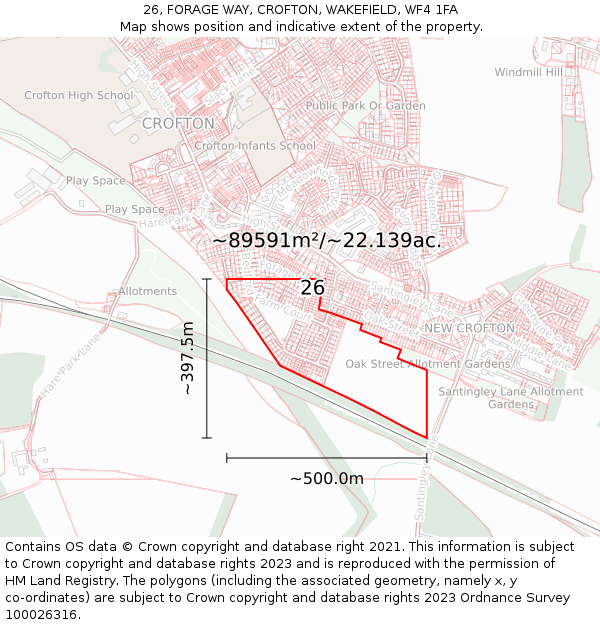 26, FORAGE WAY, CROFTON, WAKEFIELD, WF4 1FA: Plot and title map