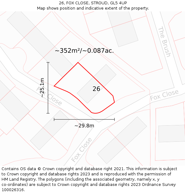 26, FOX CLOSE, STROUD, GL5 4UP: Plot and title map