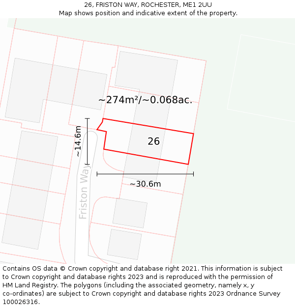 26, FRISTON WAY, ROCHESTER, ME1 2UU: Plot and title map