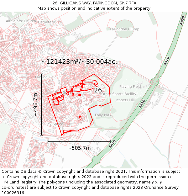 26, GILLIGANS WAY, FARINGDON, SN7 7FX: Plot and title map