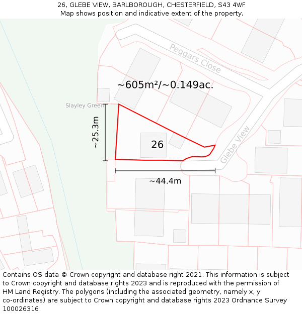 26, GLEBE VIEW, BARLBOROUGH, CHESTERFIELD, S43 4WF: Plot and title map