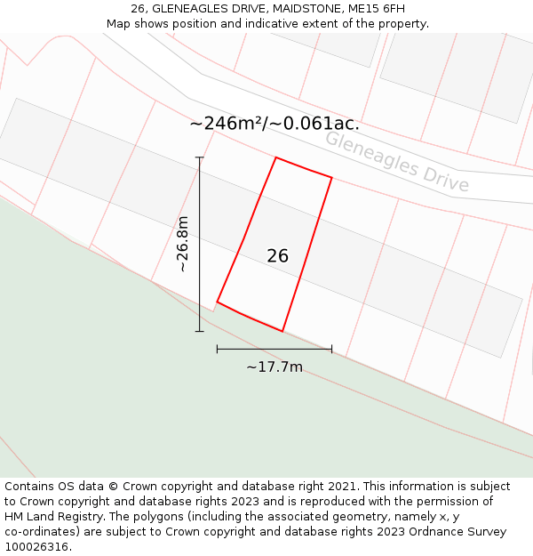 26, GLENEAGLES DRIVE, MAIDSTONE, ME15 6FH: Plot and title map