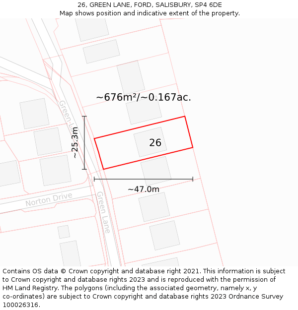 26, GREEN LANE, FORD, SALISBURY, SP4 6DE: Plot and title map