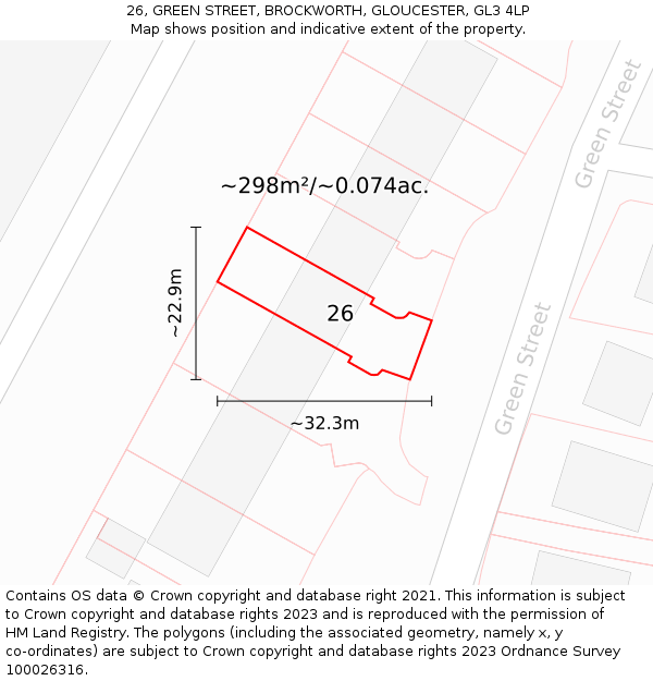 26, GREEN STREET, BROCKWORTH, GLOUCESTER, GL3 4LP: Plot and title map
