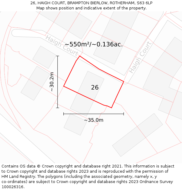 26, HAIGH COURT, BRAMPTON BIERLOW, ROTHERHAM, S63 6LP: Plot and title map