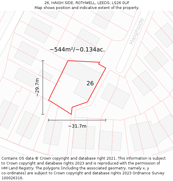 26, HAIGH SIDE, ROTHWELL, LEEDS, LS26 0UF: Plot and title map
