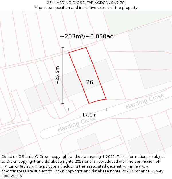 26, HARDING CLOSE, FARINGDON, SN7 7SJ: Plot and title map