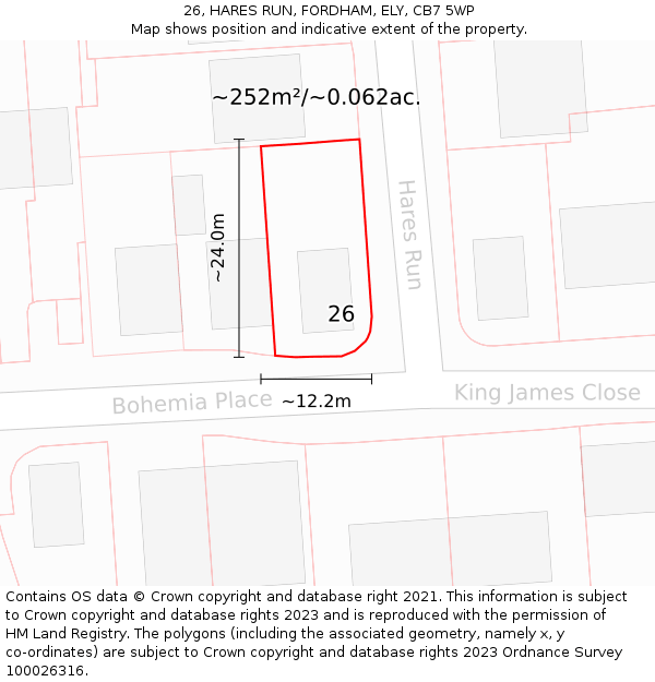 26, HARES RUN, FORDHAM, ELY, CB7 5WP: Plot and title map