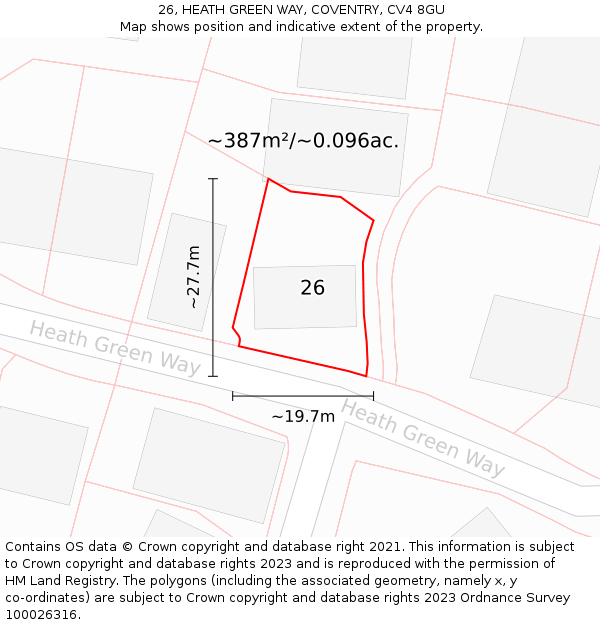 26, HEATH GREEN WAY, COVENTRY, CV4 8GU: Plot and title map