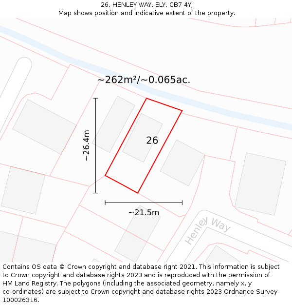 26, HENLEY WAY, ELY, CB7 4YJ: Plot and title map