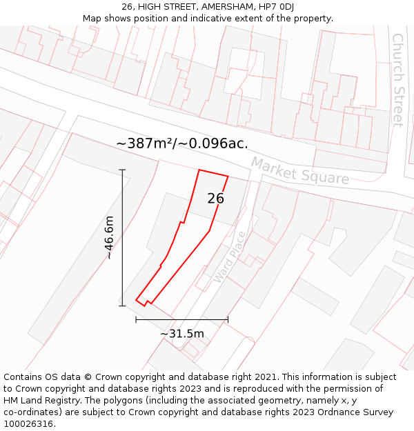 26, HIGH STREET, AMERSHAM, HP7 0DJ: Plot and title map