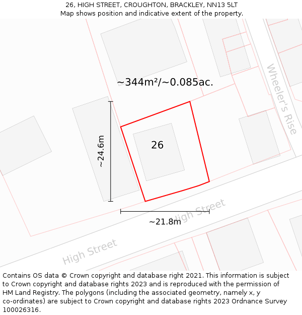 26, HIGH STREET, CROUGHTON, BRACKLEY, NN13 5LT: Plot and title map