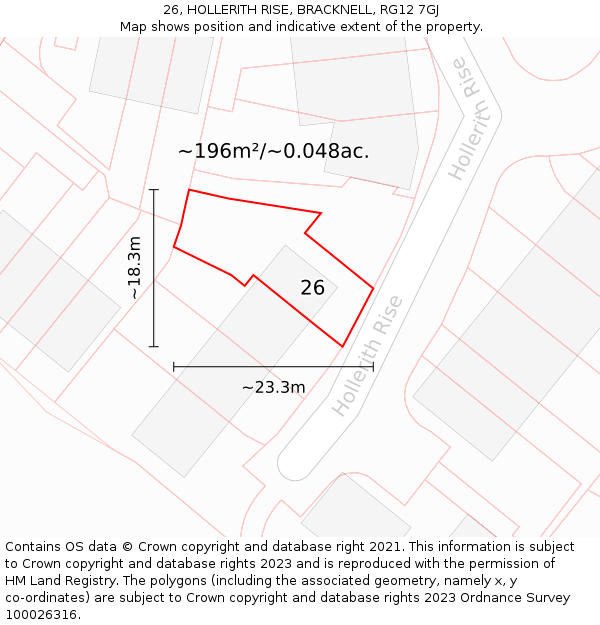 26, HOLLERITH RISE, BRACKNELL, RG12 7GJ: Plot and title map