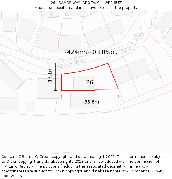 26, ISAACS WAY, DROITWICH, WR9 8UZ: Plot and title map