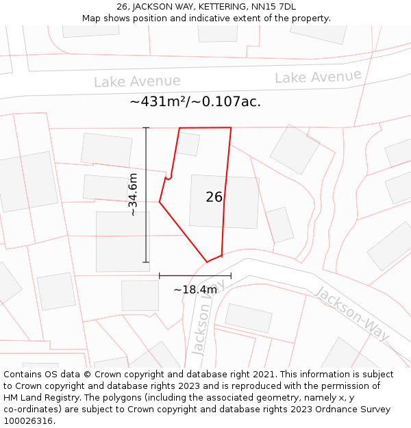26, JACKSON WAY, KETTERING, NN15 7DL: Plot and title map