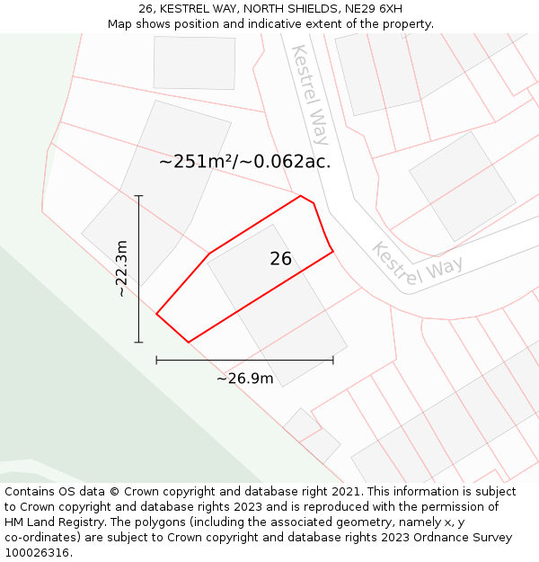 26, KESTREL WAY, NORTH SHIELDS, NE29 6XH: Plot and title map