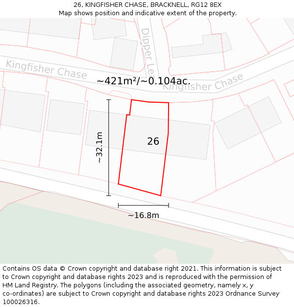 26, KINGFISHER CHASE, BRACKNELL, RG12 8EX: Plot and title map