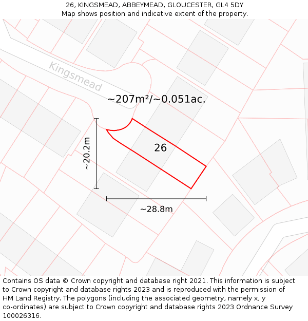 26, KINGSMEAD, ABBEYMEAD, GLOUCESTER, GL4 5DY: Plot and title map