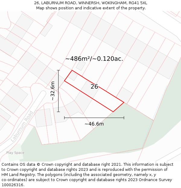 26, LABURNUM ROAD, WINNERSH, WOKINGHAM, RG41 5XL: Plot and title map