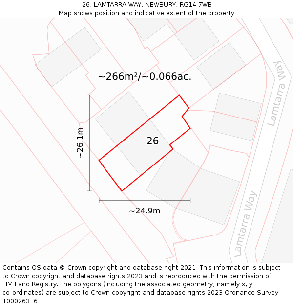 26, LAMTARRA WAY, NEWBURY, RG14 7WB: Plot and title map