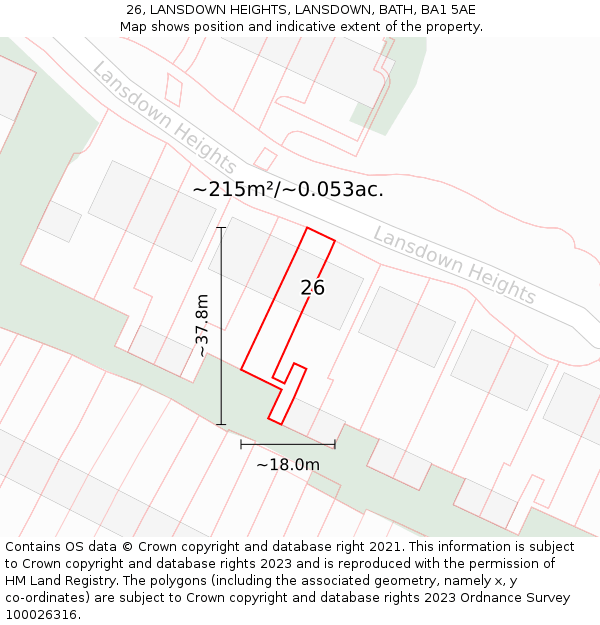 26, LANSDOWN HEIGHTS, LANSDOWN, BATH, BA1 5AE: Plot and title map