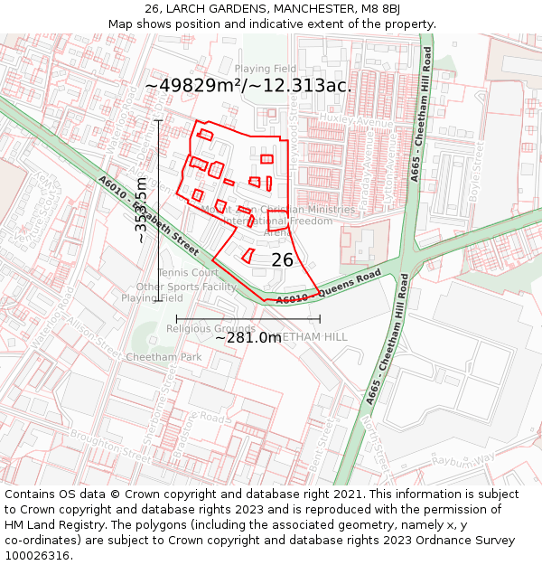 26, LARCH GARDENS, MANCHESTER, M8 8BJ: Plot and title map