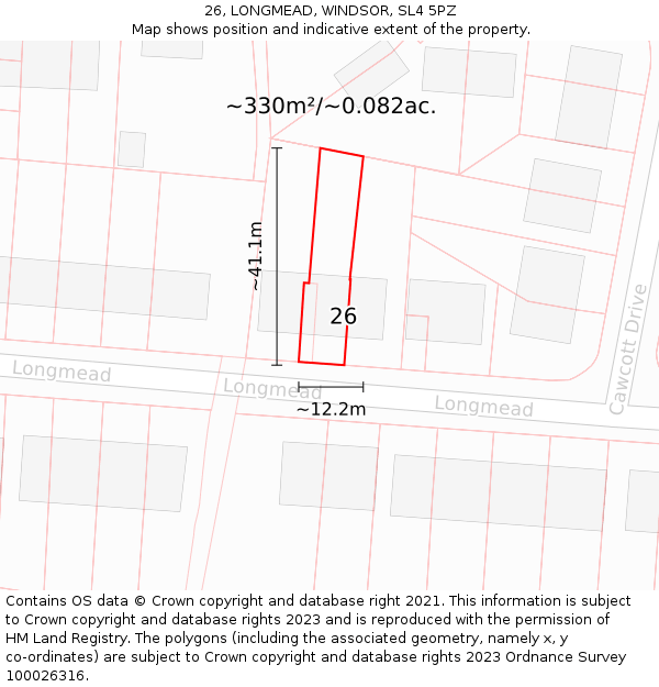 26, LONGMEAD, WINDSOR, SL4 5PZ: Plot and title map