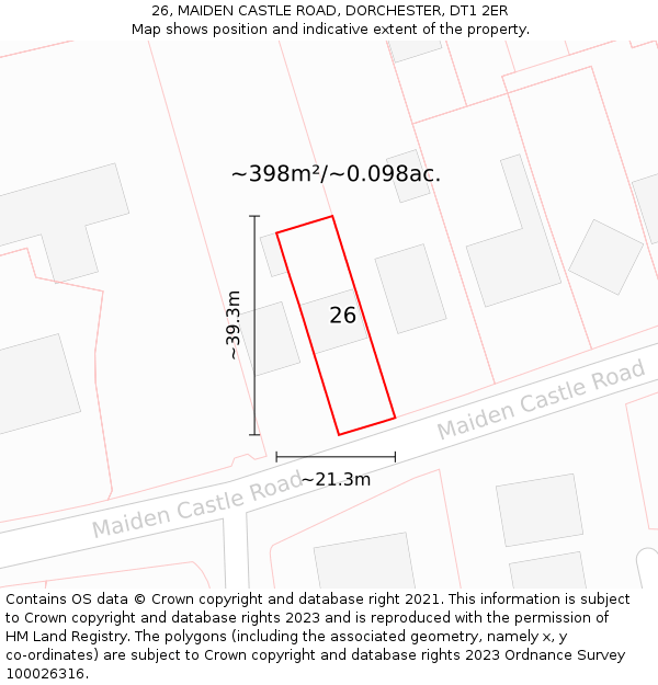26, MAIDEN CASTLE ROAD, DORCHESTER, DT1 2ER: Plot and title map