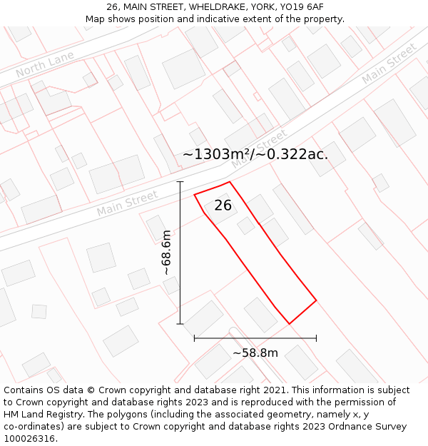 26, MAIN STREET, WHELDRAKE, YORK, YO19 6AF: Plot and title map