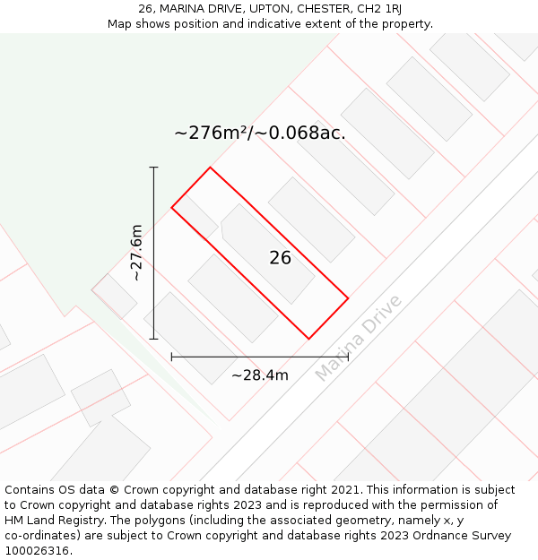 26, MARINA DRIVE, UPTON, CHESTER, CH2 1RJ: Plot and title map