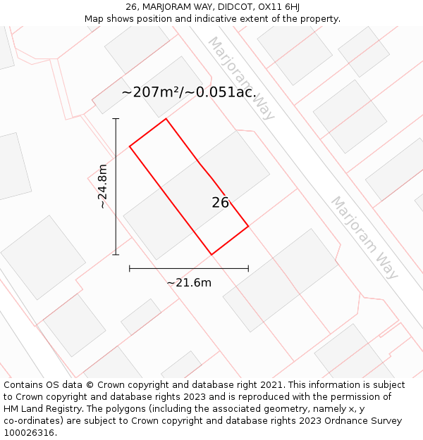 26, MARJORAM WAY, DIDCOT, OX11 6HJ: Plot and title map